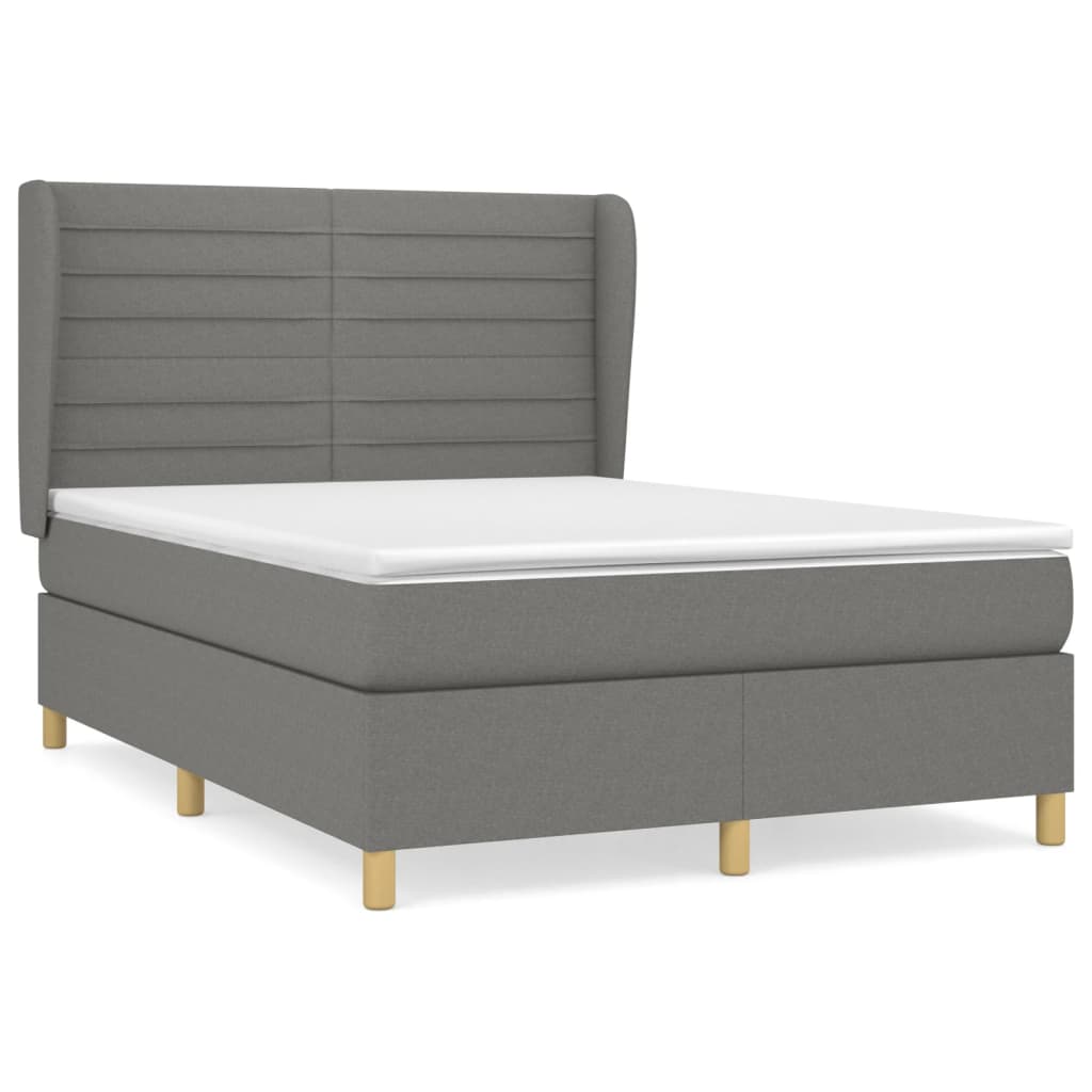 Boxspring met matras stof donkergrijs 140x200 cm Bedden & bedframes | Creëer jouw Trendy Thuis | Gratis bezorgd & Retour | Trendy.nl