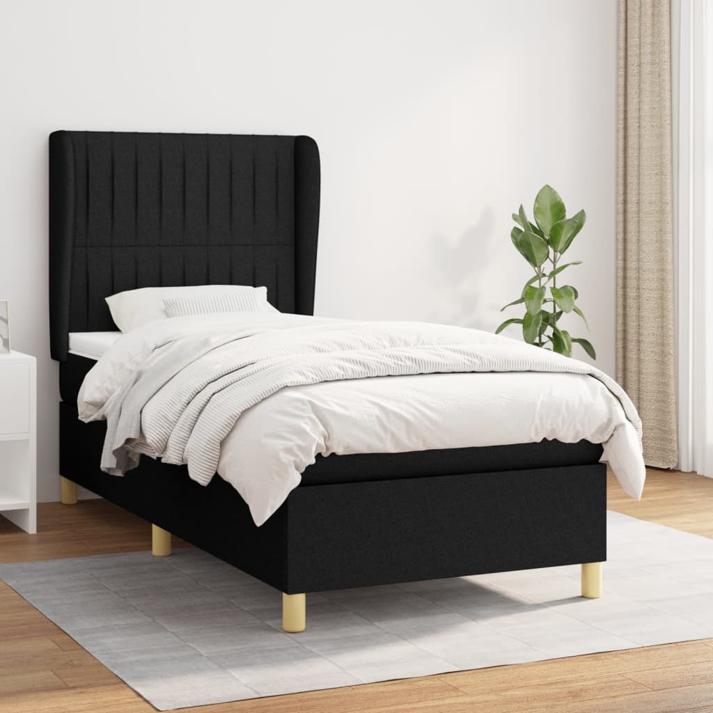 Boxspring met matras stof zwart 80x200 cm Bedden & bedframes | Creëer jouw Trendy Thuis | Gratis bezorgd & Retour | Trendy.nl