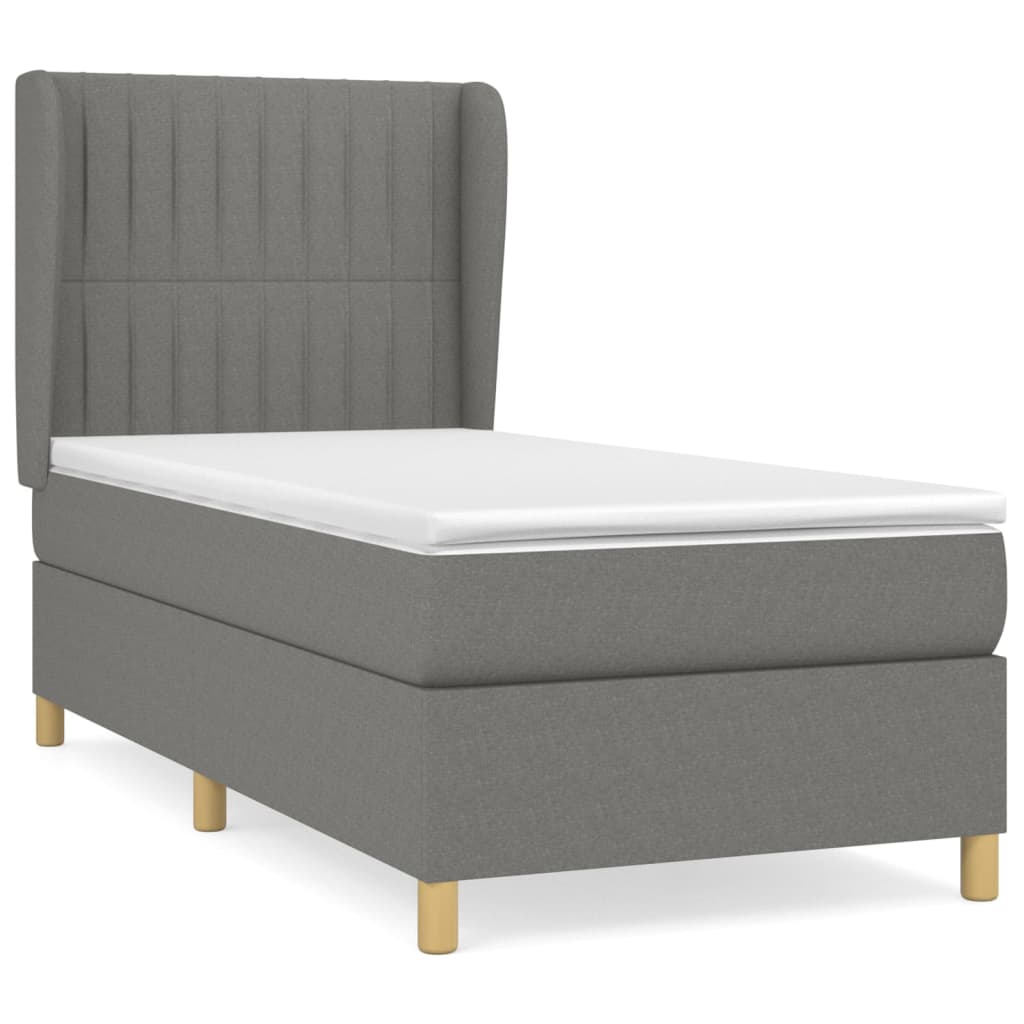 Boxspring met matras stof donkergrijs 90x190 cm Bedden & bedframes | Creëer jouw Trendy Thuis | Gratis bezorgd & Retour | Trendy.nl