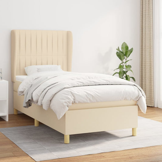 Boxspring met matras stof crèmekleurig 90x190 cm