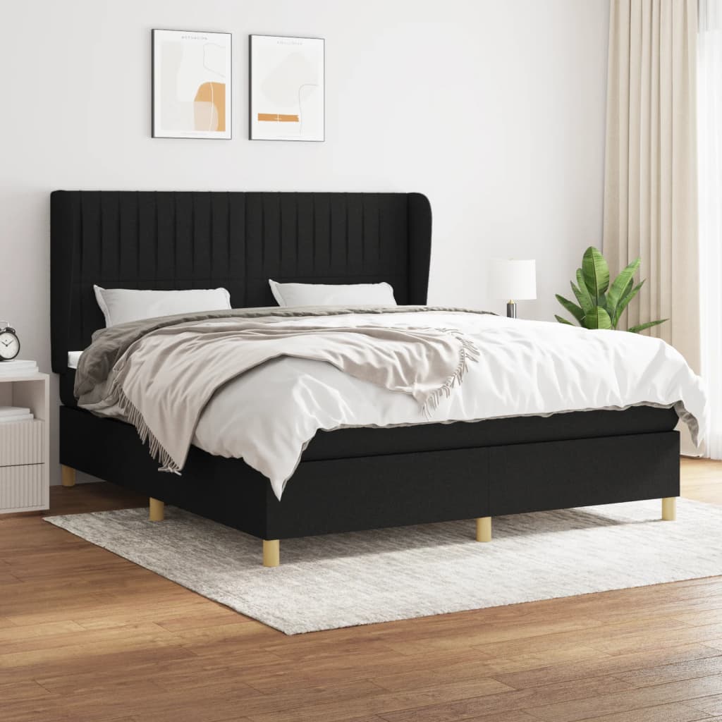 Boxspring met matras stof zwart 180x200 cm Bedden & bedframes | Creëer jouw Trendy Thuis | Gratis bezorgd & Retour | Trendy.nl