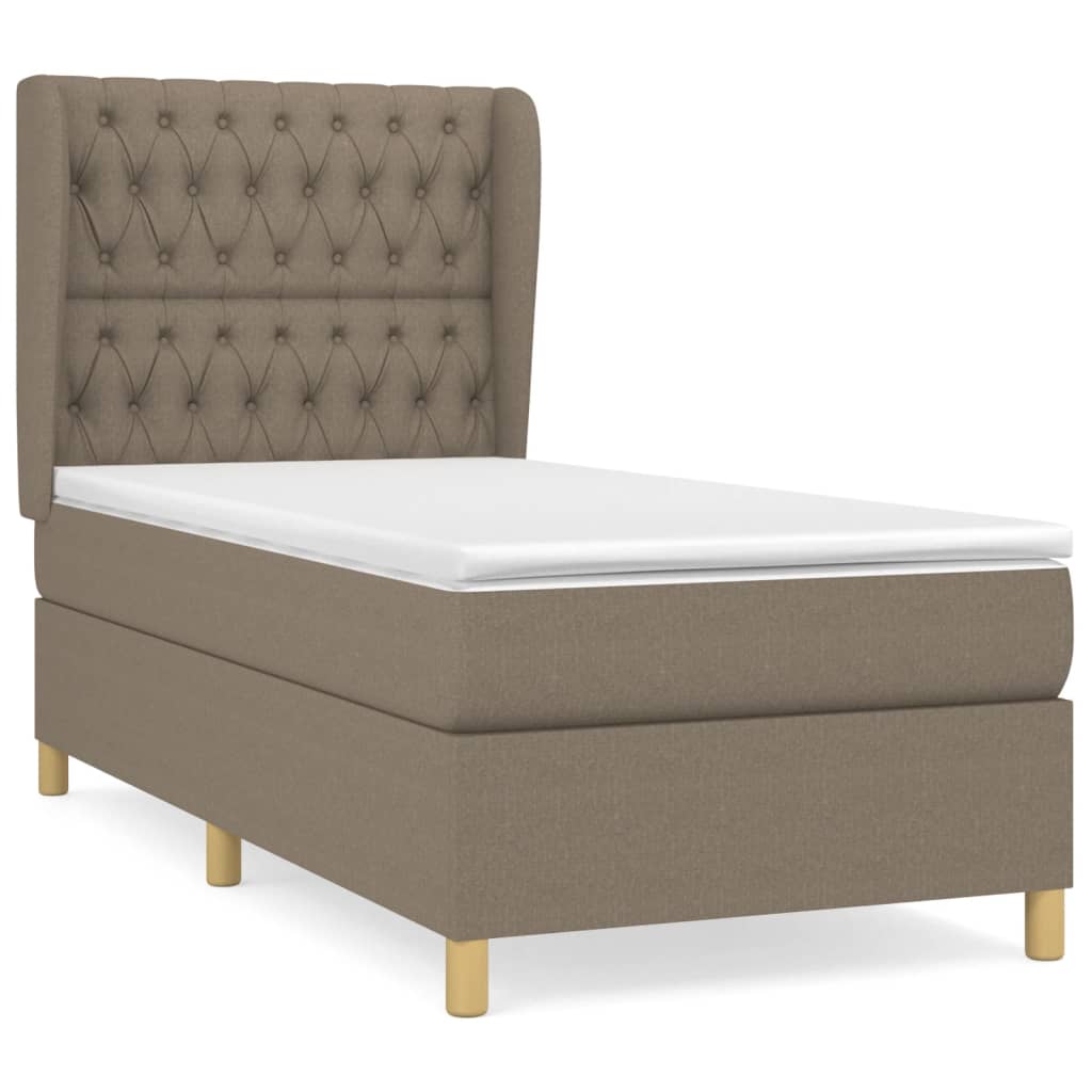 Boxspring met matras stof taupe 90x190 cm Bedden & bedframes | Creëer jouw Trendy Thuis | Gratis bezorgd & Retour | Trendy.nl