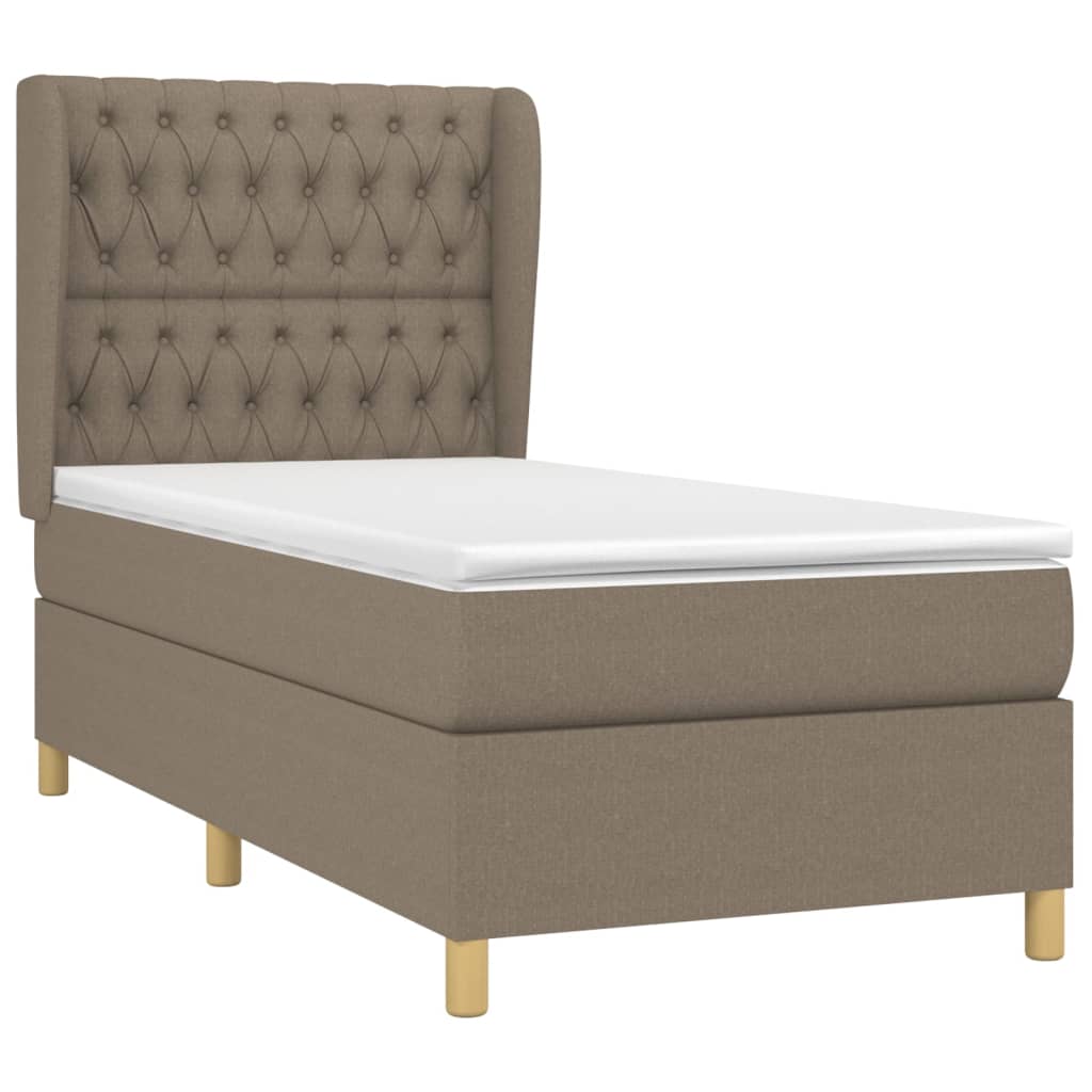 Boxspring met matras stof taupe 90x190 cm Bedden & bedframes | Creëer jouw Trendy Thuis | Gratis bezorgd & Retour | Trendy.nl