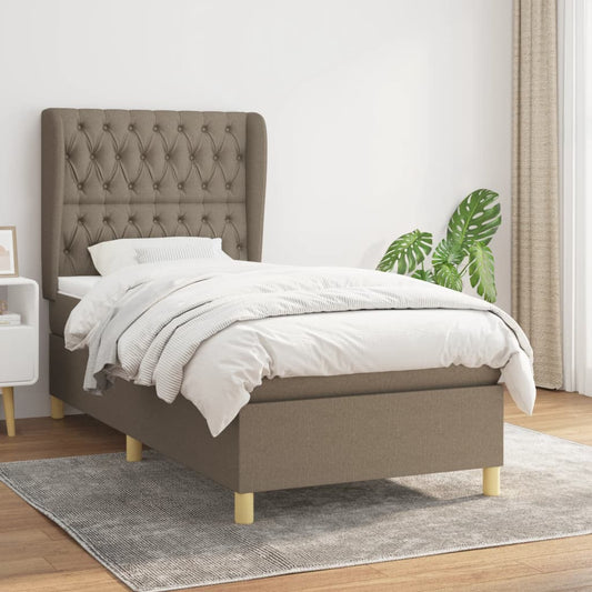 Boxspring met matras stof taupe 90x190 cm Bedden & bedframes | Creëer jouw Trendy Thuis | Gratis bezorgd & Retour | Trendy.nl