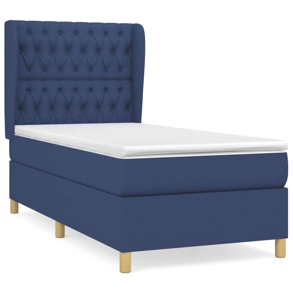 Boxspring met matras stof blauw 90x190 cm Bedden & bedframes | Creëer jouw Trendy Thuis | Gratis bezorgd & Retour | Trendy.nl