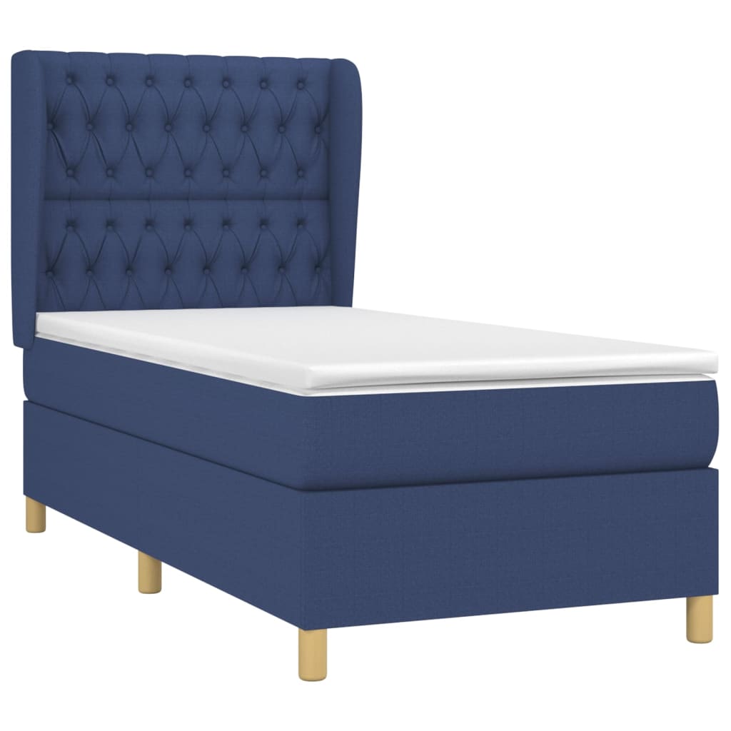 Boxspring met matras stof blauw 90x190 cm Bedden & bedframes | Creëer jouw Trendy Thuis | Gratis bezorgd & Retour | Trendy.nl