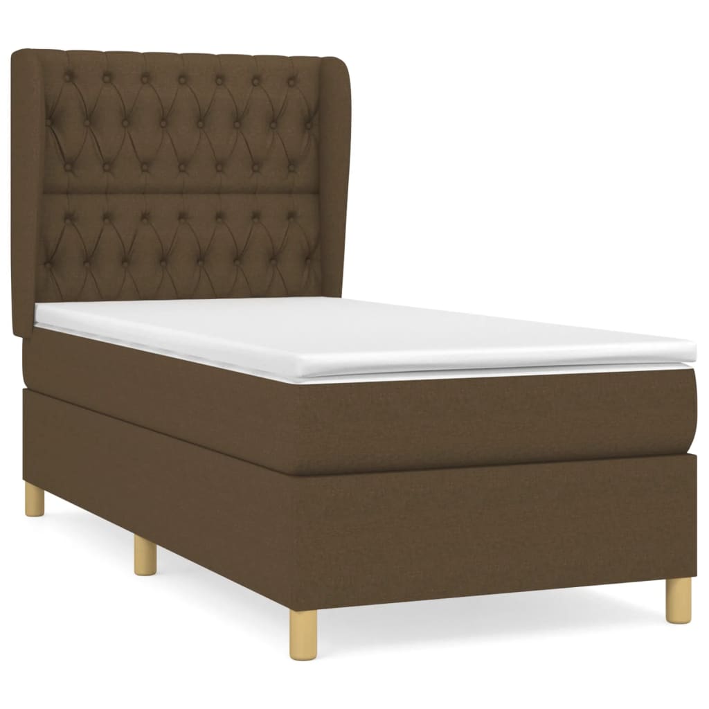 Boxspring met matras stof donkerbruin 100x200 cm Bedden & bedframes | Creëer jouw Trendy Thuis | Gratis bezorgd & Retour | Trendy.nl