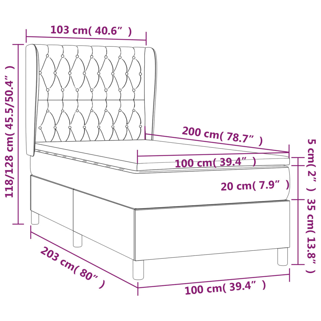 Boxspring met matras stof donkerbruin 100x200 cm Bedden & bedframes | Creëer jouw Trendy Thuis | Gratis bezorgd & Retour | Trendy.nl