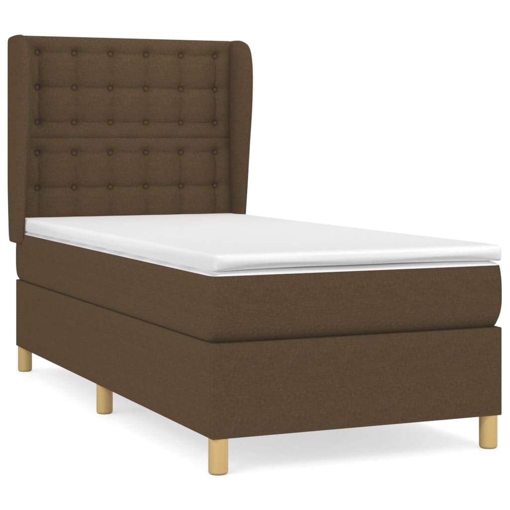 Boxspring met matras stof donkerbruin 90x190 cm Bedden & bedframes | Creëer jouw Trendy Thuis | Gratis bezorgd & Retour | Trendy.nl