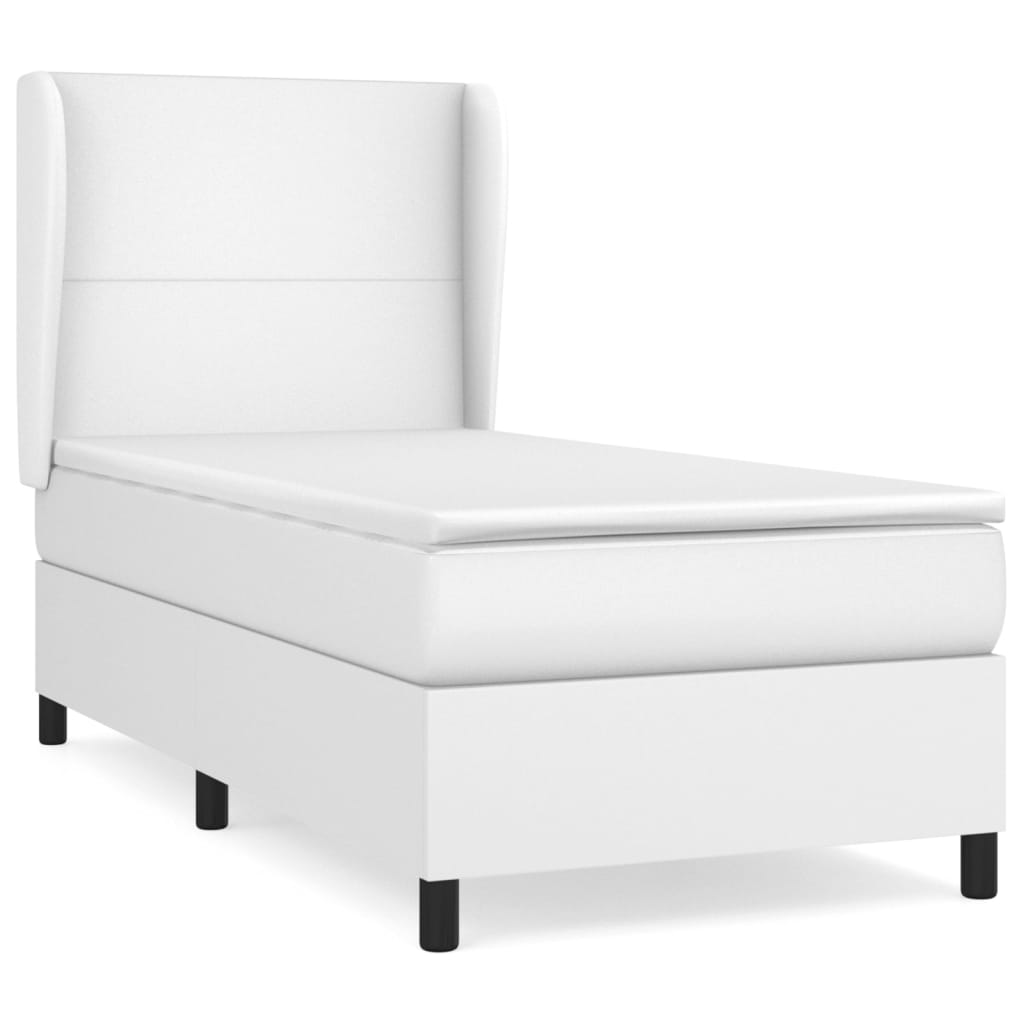 Boxspring met matras kunstleer wit 90x190 cm Bedden & bedframes | Creëer jouw Trendy Thuis | Gratis bezorgd & Retour | Trendy.nl