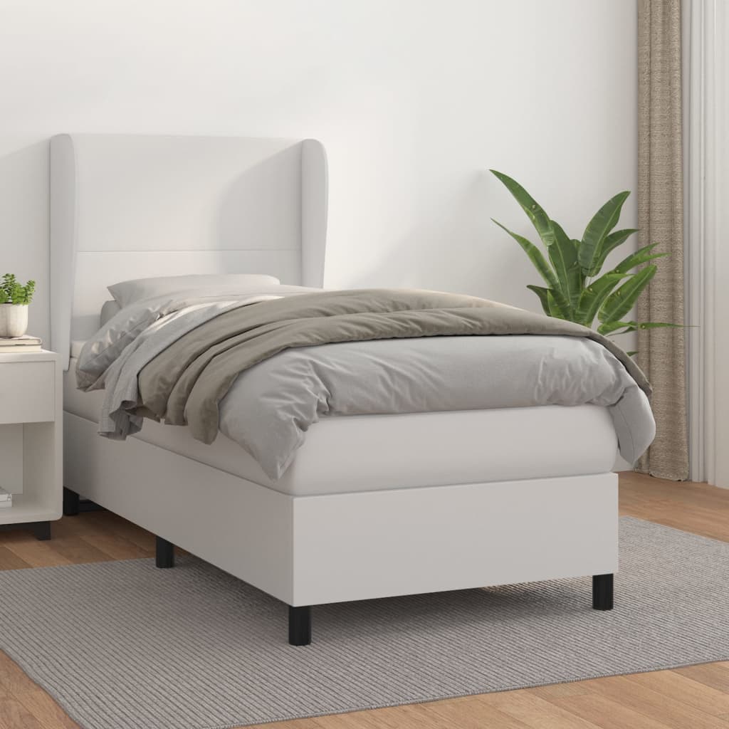 Boxspring met matras kunstleer wit 90x190 cm Bedden & bedframes | Creëer jouw Trendy Thuis | Gratis bezorgd & Retour | Trendy.nl