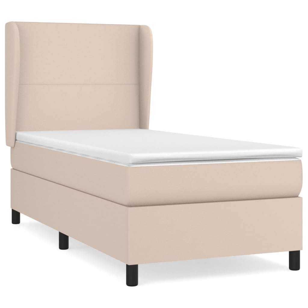 Boxspring met matras kunstleer cappuccinokleurig 90x190 cm