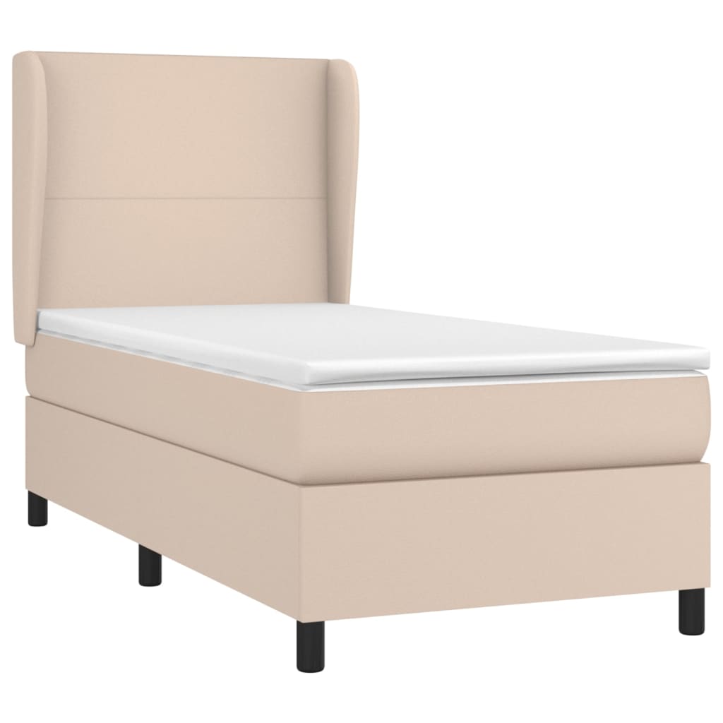 Boxspring met matras kunstleer cappuccinokleurig 90x190 cm