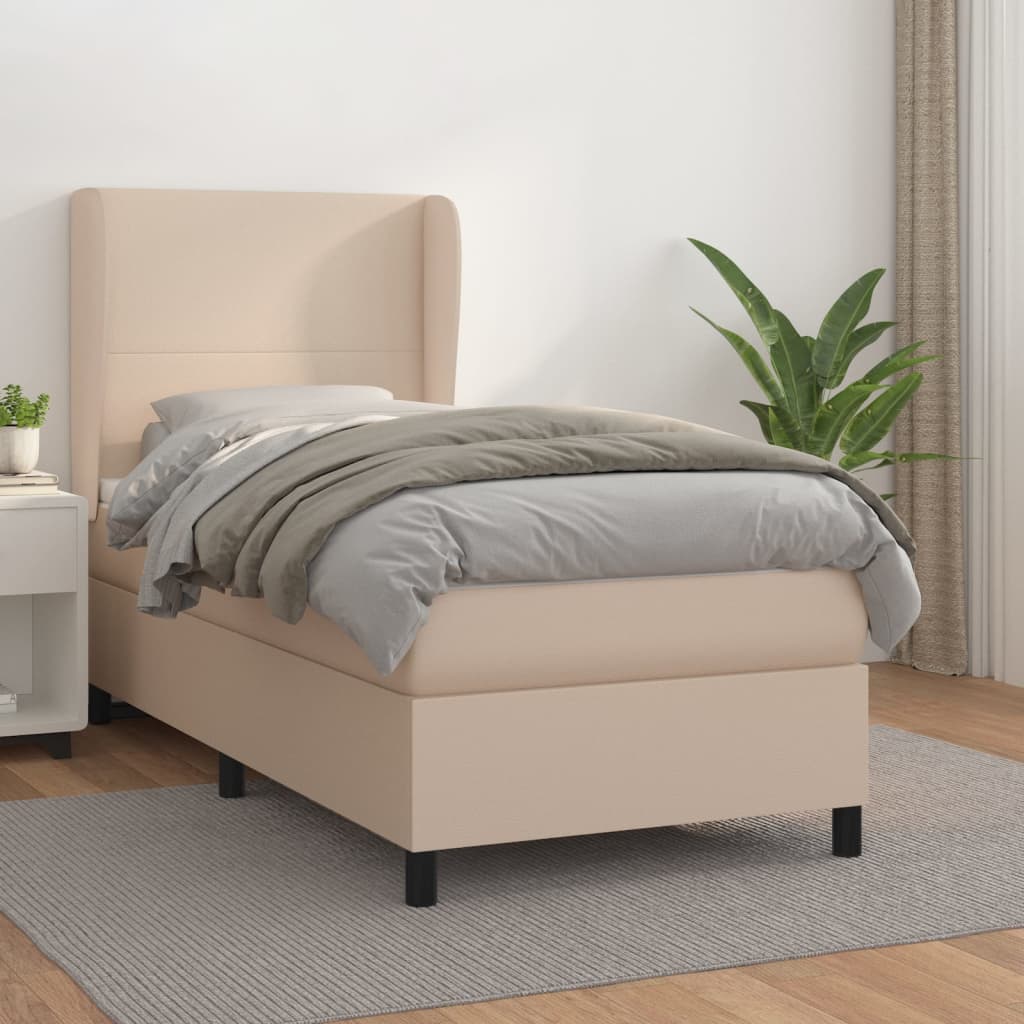 Boxspring met matras kunstleer cappuccinokleurig 90x190 cm