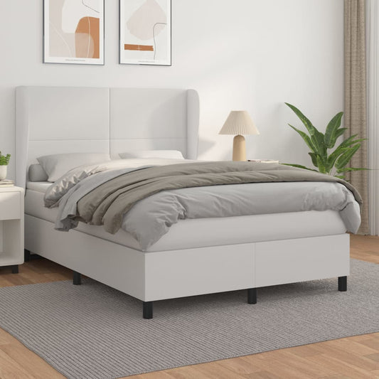 Boxspring met matras kunstleer wit 140x200 cm Bedden & bedframes | Creëer jouw Trendy Thuis | Gratis bezorgd & Retour | Trendy.nl