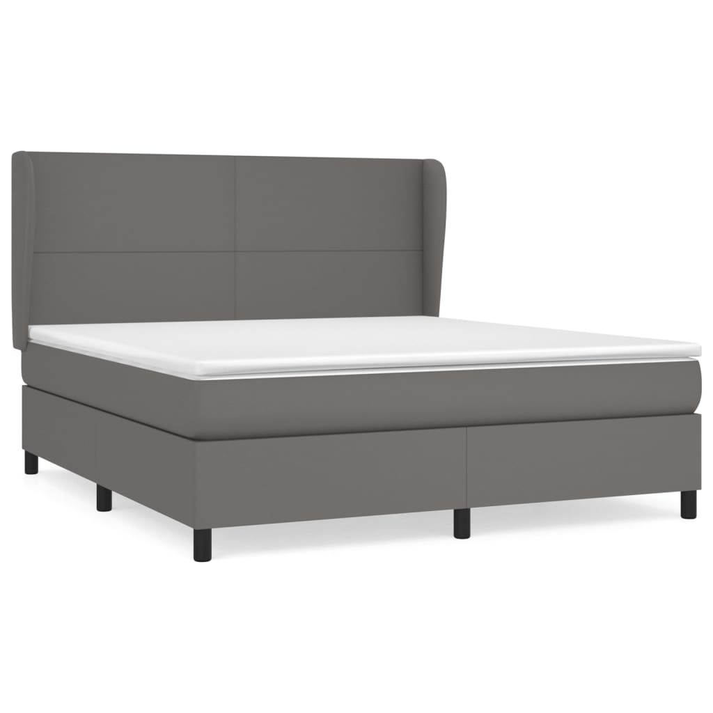 Boxspring met matras kunstleer grijs 180x200 cm Bedden & bedframes | Creëer jouw Trendy Thuis | Gratis bezorgd & Retour | Trendy.nl