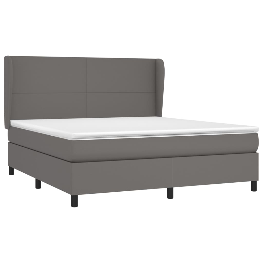 Boxspring met matras kunstleer grijs 180x200 cm Bedden & bedframes | Creëer jouw Trendy Thuis | Gratis bezorgd & Retour | Trendy.nl