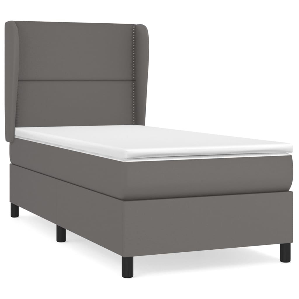 Boxspring met matras kunstleer grijs 90x190 cm Bedden & bedframes | Creëer jouw Trendy Thuis | Gratis bezorgd & Retour | Trendy.nl