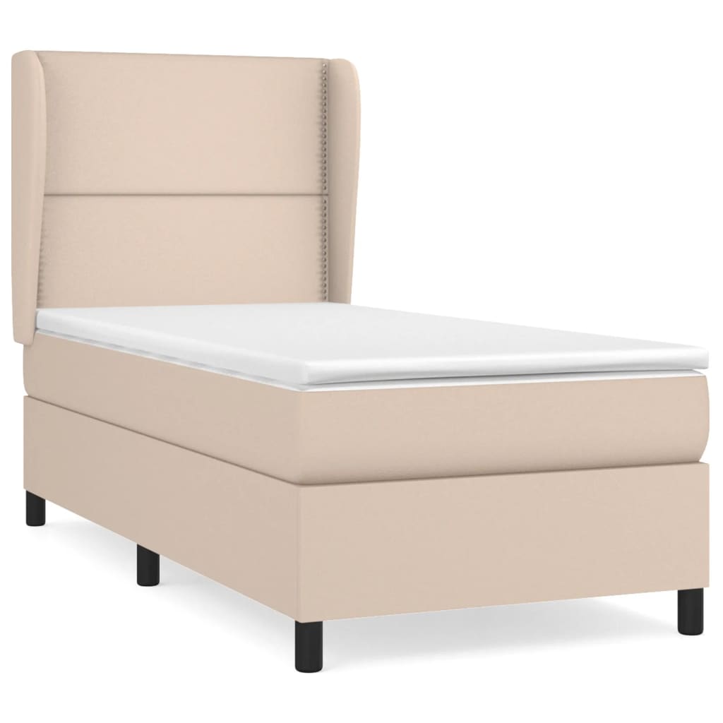 Boxspring met matras kunstleer cappuccinokleurig 90x190 cm