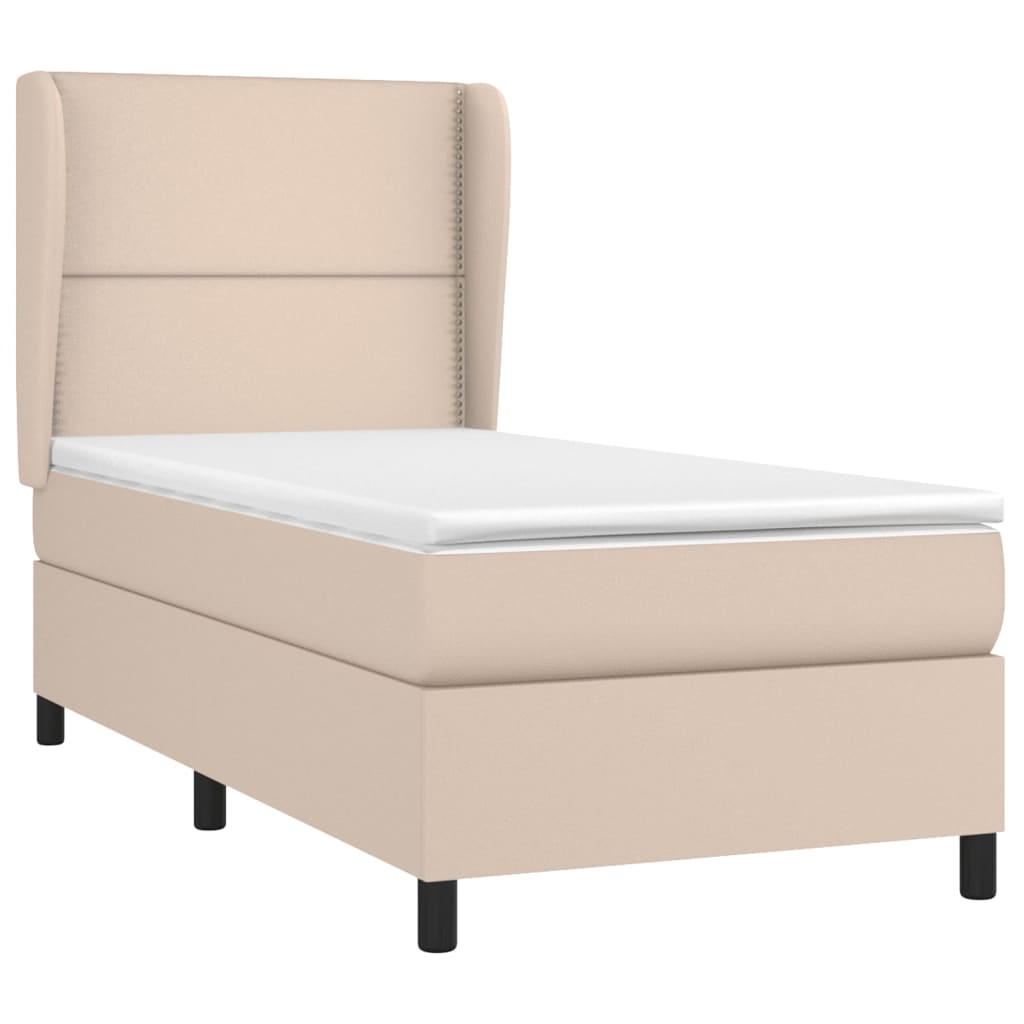 Boxspring met matras kunstleer cappuccinokleurig 90x190 cm