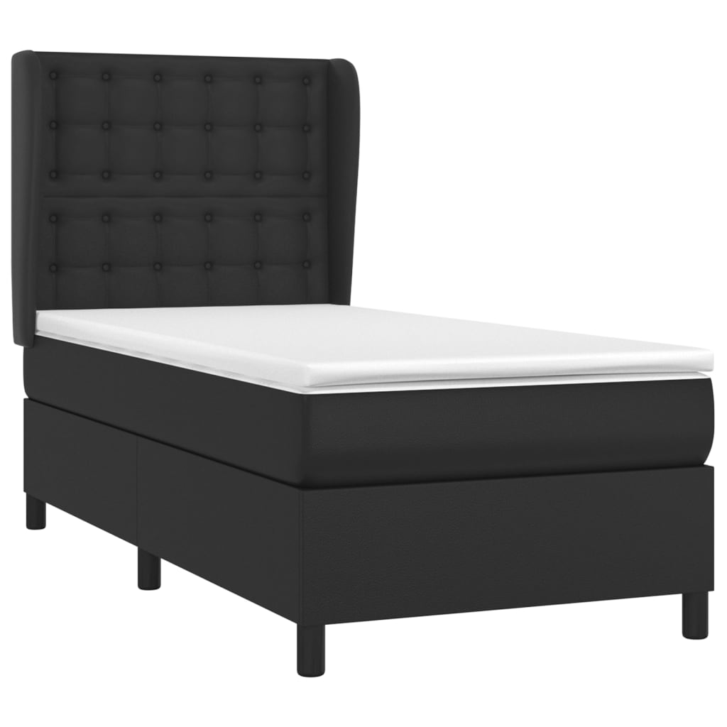 Boxspring met matras kunstleer zwart 90x190 cm Bedden & bedframes | Creëer jouw Trendy Thuis | Gratis bezorgd & Retour | Trendy.nl