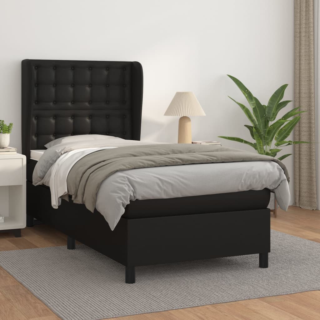 Boxspring met matras kunstleer zwart 90x190 cm Bedden & bedframes | Creëer jouw Trendy Thuis | Gratis bezorgd & Retour | Trendy.nl