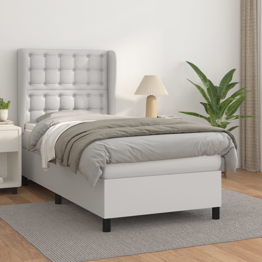 Boxspring met matras kunstleer wit 90x190 cm Bedden & bedframes | Creëer jouw Trendy Thuis | Gratis bezorgd & Retour | Trendy.nl