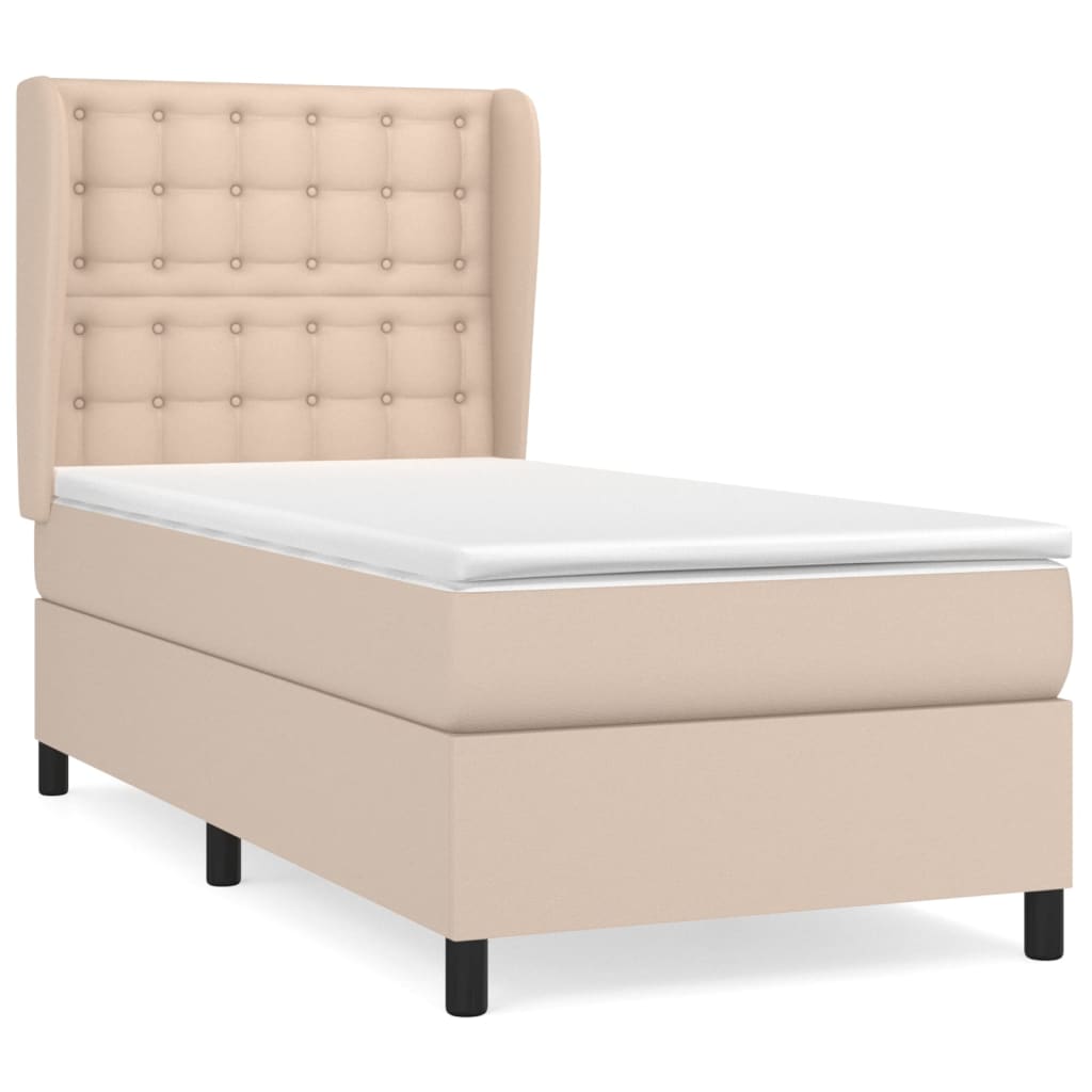 Boxspring met matras kunstleer cappuccinokleurig 90x190 cm