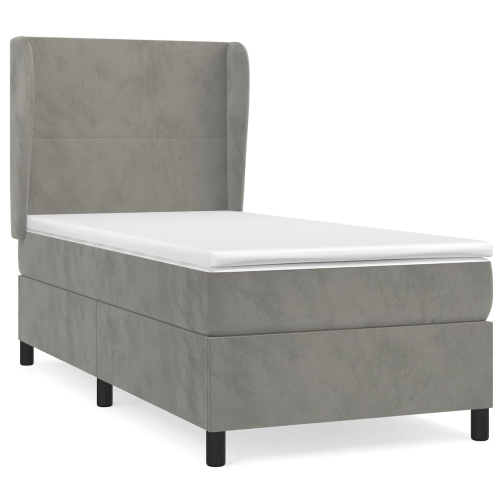 Boxspring met matras fluweel lichtgrijs 90x190 cm Bedden & bedframes | Creëer jouw Trendy Thuis | Gratis bezorgd & Retour | Trendy.nl