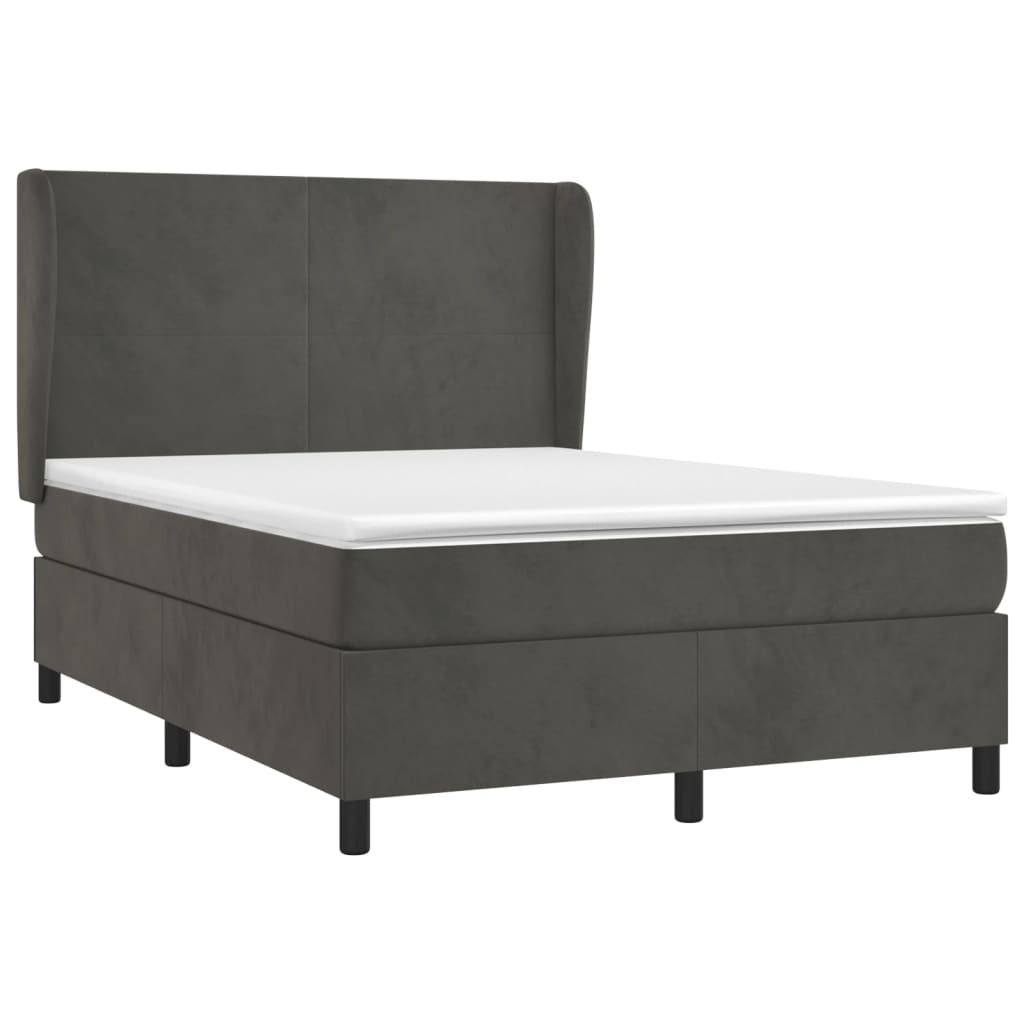 Boxspring met matras fluweel donkergrijs 140x200 cm Bedden & bedframes | Creëer jouw Trendy Thuis | Gratis bezorgd & Retour | Trendy.nl