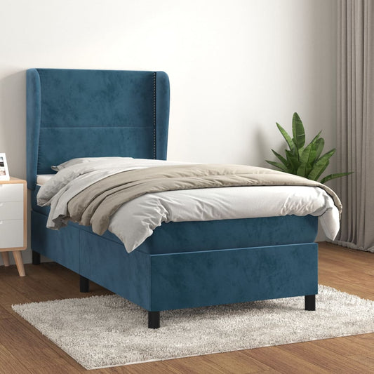 Boxspring met matras fluweel donkerblauw 80x200 cm Bedden & bedframes | Creëer jouw Trendy Thuis | Gratis bezorgd & Retour | Trendy.nl