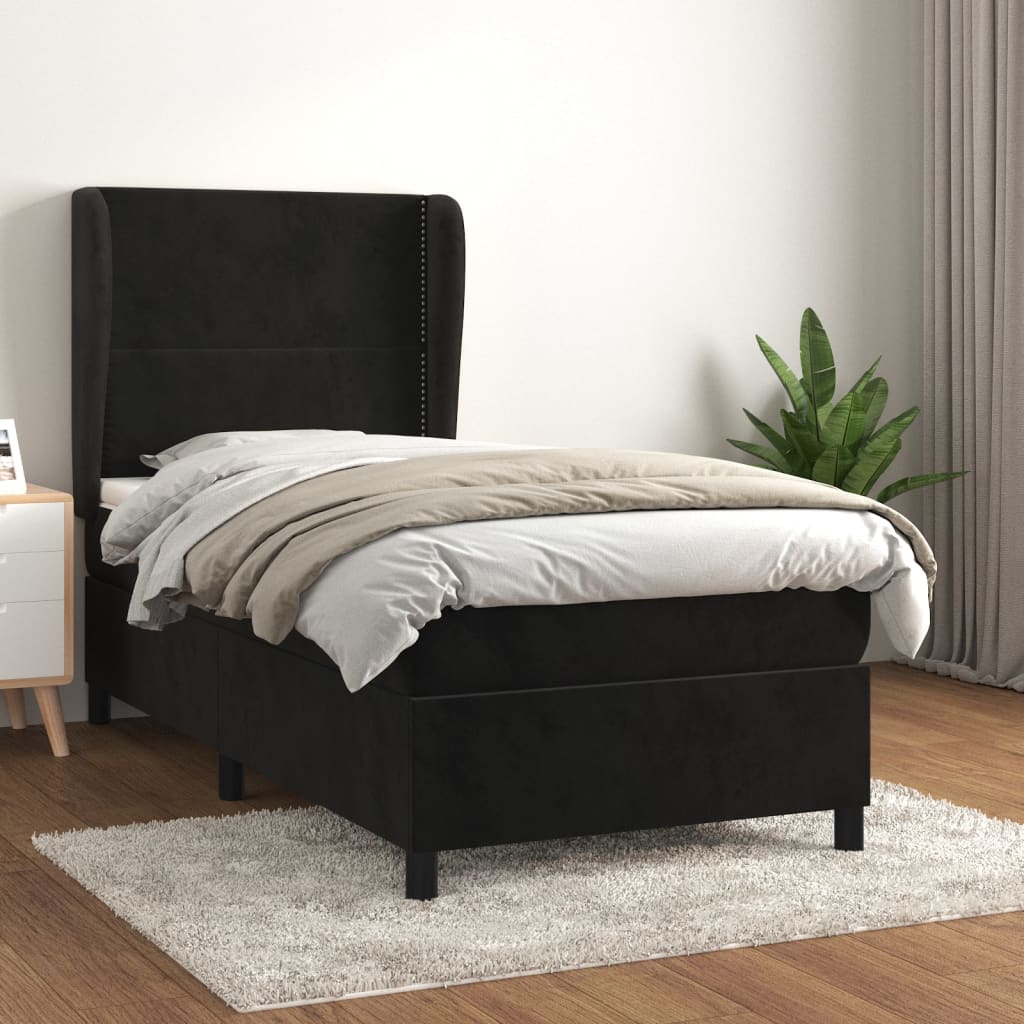 Boxspring met matras fluweel zwart 90x190 cm Bedden & bedframes | Creëer jouw Trendy Thuis | Gratis bezorgd & Retour | Trendy.nl