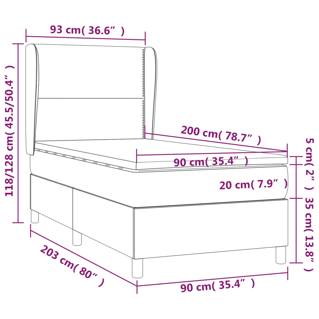 Boxspring met matras fluweel donkergroen 90x200 cm