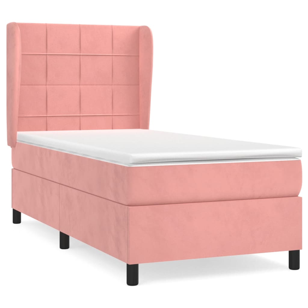 Boxspring met matras fluweel roze 90x190 cm Bedden & bedframes | Creëer jouw Trendy Thuis | Gratis bezorgd & Retour | Trendy.nl