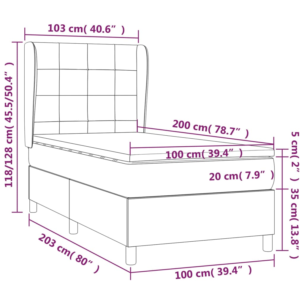 Boxspring met matras fluweel donkergroen 100x200 cm