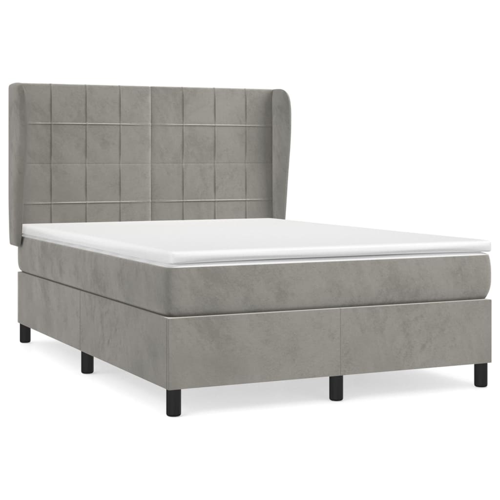 Boxspring met matras fluweel lichtgrijs 140x200 cm Bedden & bedframes | Creëer jouw Trendy Thuis | Gratis bezorgd & Retour | Trendy.nl