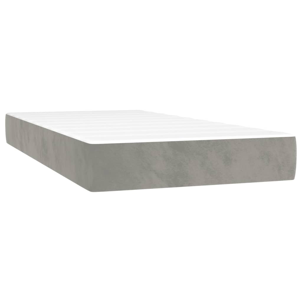 Boxspring met matras fluweel lichtgrijs 90x190 cm Bedden & bedframes | Creëer jouw Trendy Thuis | Gratis bezorgd & Retour | Trendy.nl