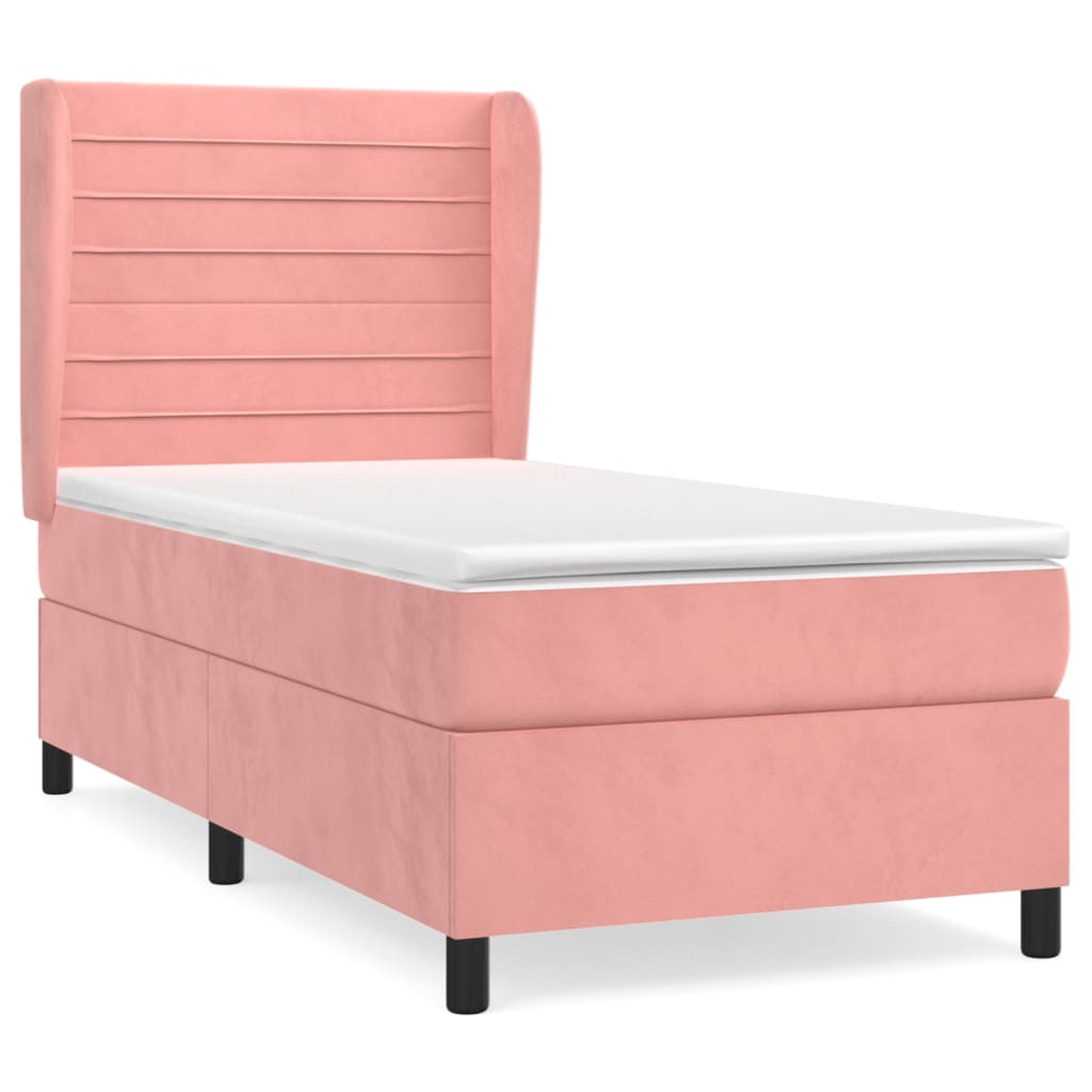 Boxspring met matras fluweel roze 90x190 cm Bedden & bedframes | Creëer jouw Trendy Thuis | Gratis bezorgd & Retour | Trendy.nl