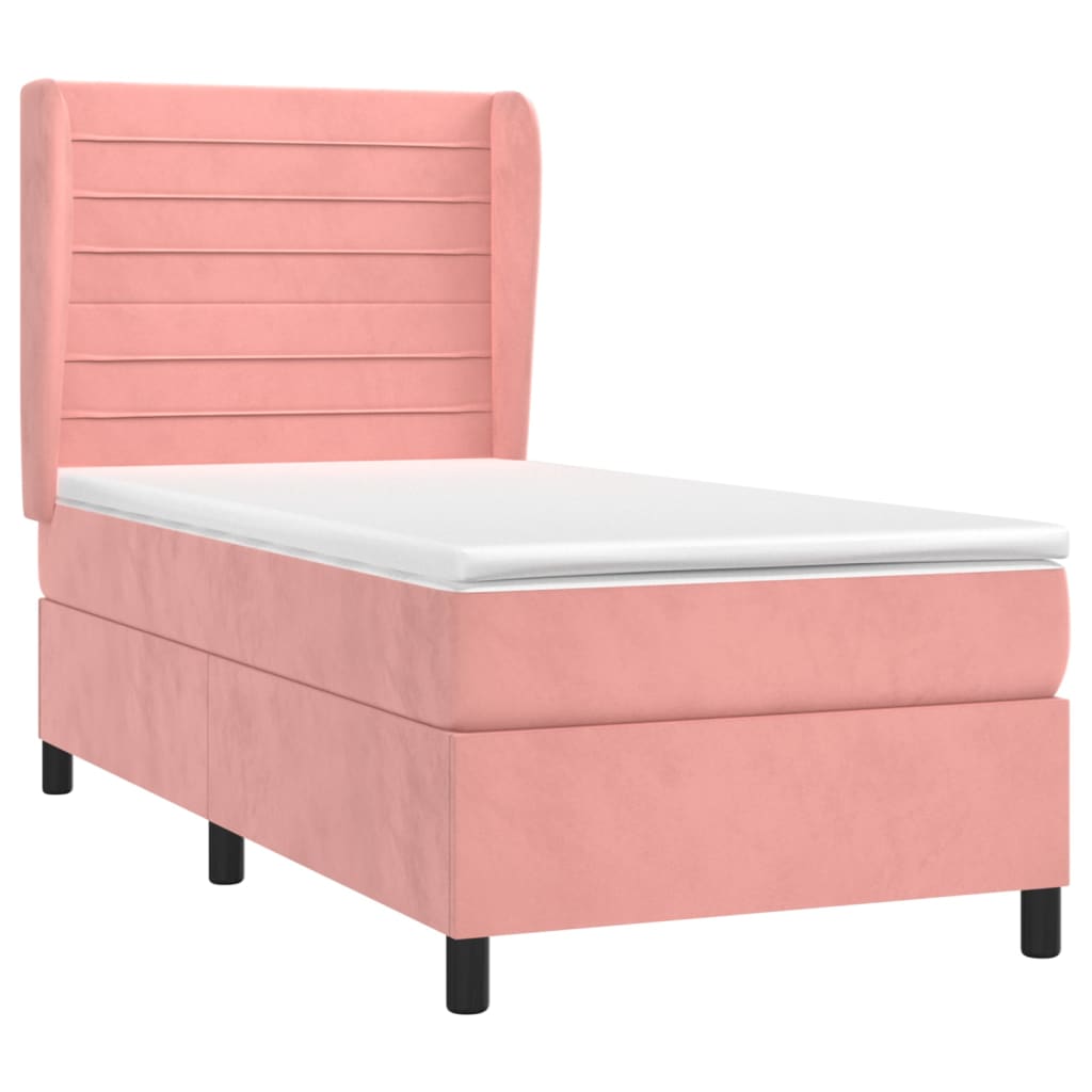 Boxspring met matras fluweel roze 90x190 cm Bedden & bedframes | Creëer jouw Trendy Thuis | Gratis bezorgd & Retour | Trendy.nl