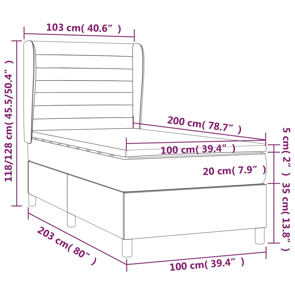 Boxspring met matras fluweel donkergroen 100x200 cm