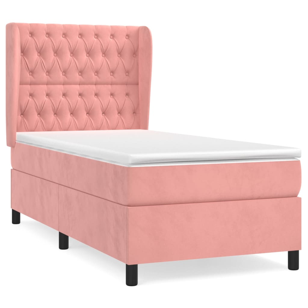 Boxspring met matras fluweel roze 80x200 cm