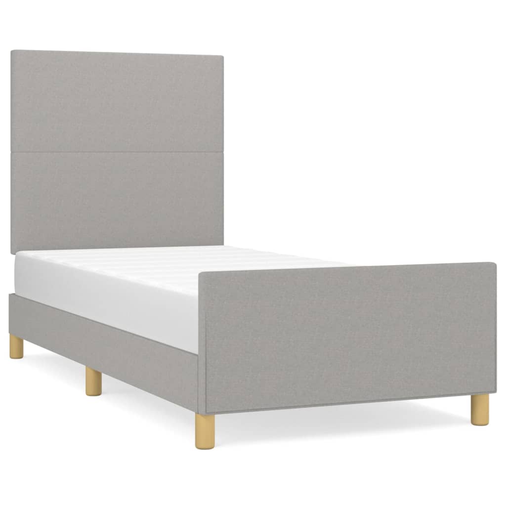 Bedframe met hoofdbord stof lichtgrijs 80x200 cm Bedden & bedframes | Creëer jouw Trendy Thuis | Gratis bezorgd & Retour | Trendy.nl