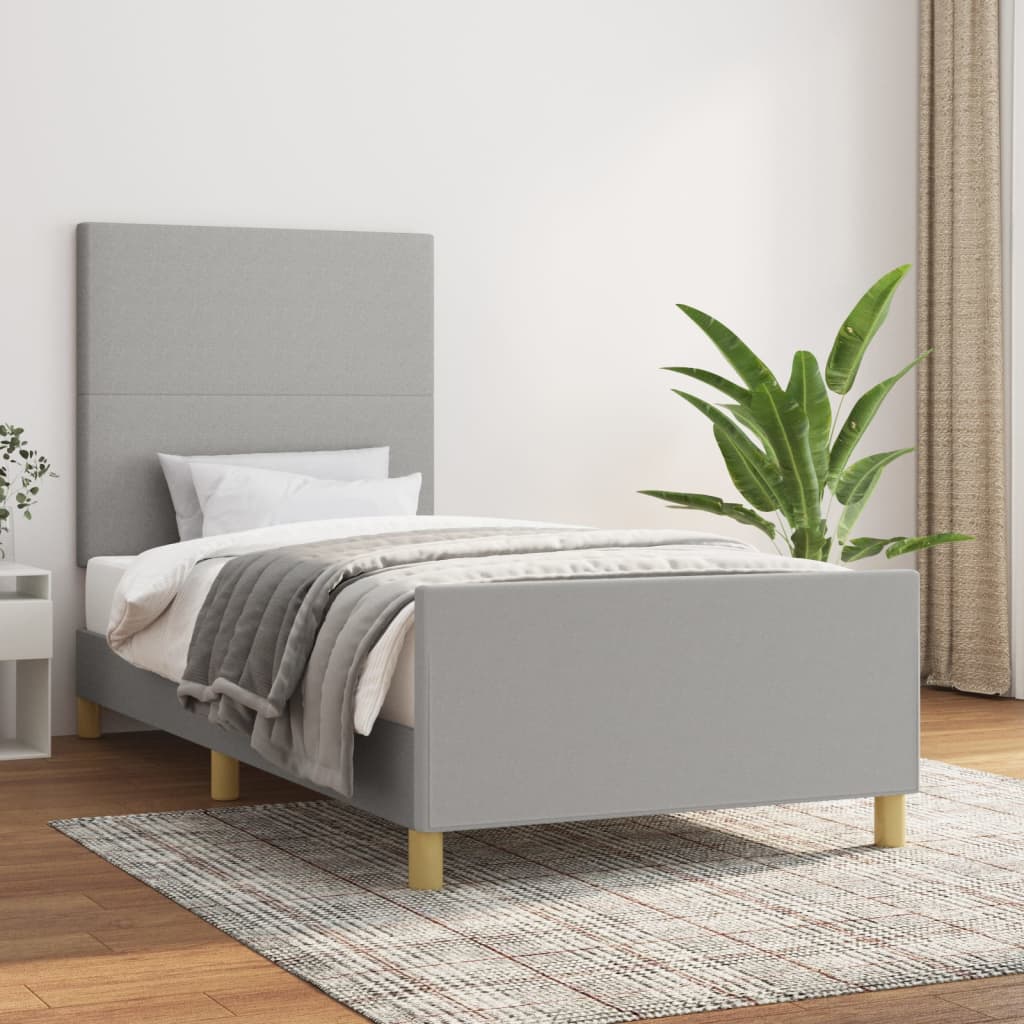 Bedframe met hoofdbord stof lichtgrijs 80x200 cm Bedden & bedframes | Creëer jouw Trendy Thuis | Gratis bezorgd & Retour | Trendy.nl