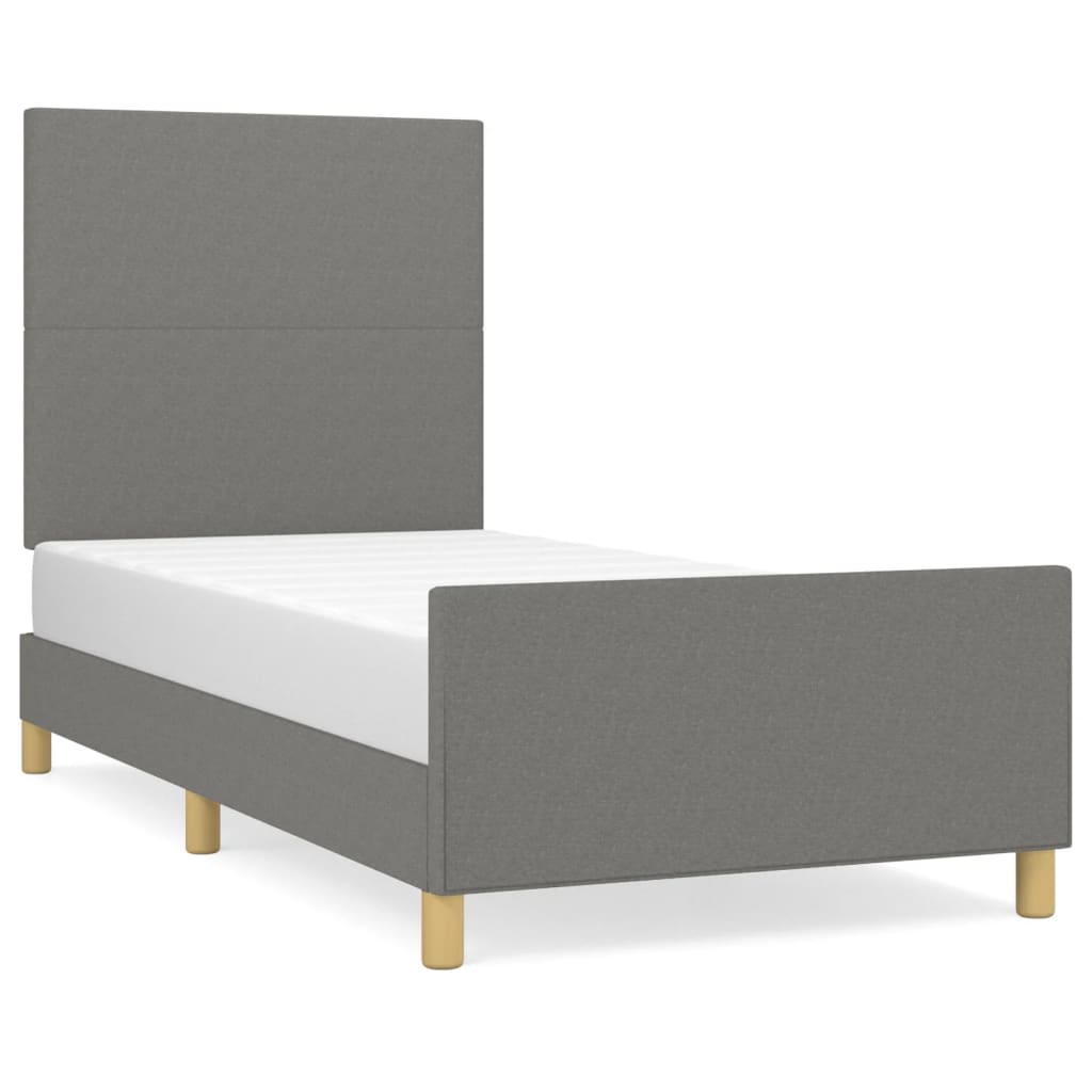 Bedframe met hoofdbord stof donkergrijs 80x200 cm Bedden & bedframes | Creëer jouw Trendy Thuis | Gratis bezorgd & Retour | Trendy.nl