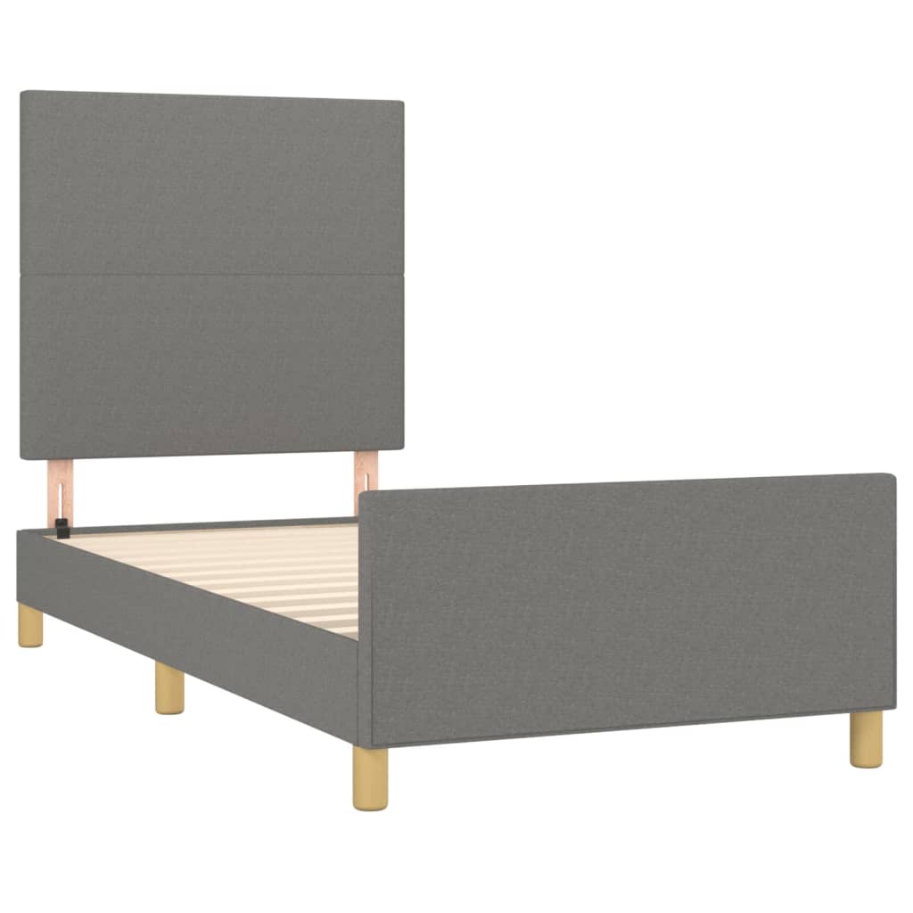 Bedframe met hoofdbord stof donkergrijs 80x200 cm Bedden & bedframes | Creëer jouw Trendy Thuis | Gratis bezorgd & Retour | Trendy.nl