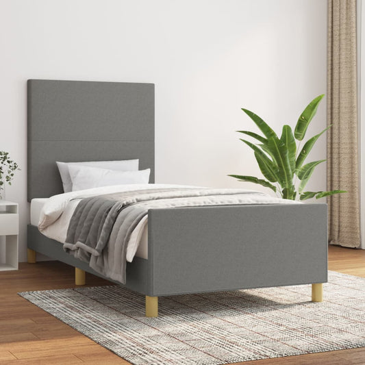 Bedframe met hoofdbord stof donkergrijs 80x200 cm Bedden & bedframes | Creëer jouw Trendy Thuis | Gratis bezorgd & Retour | Trendy.nl