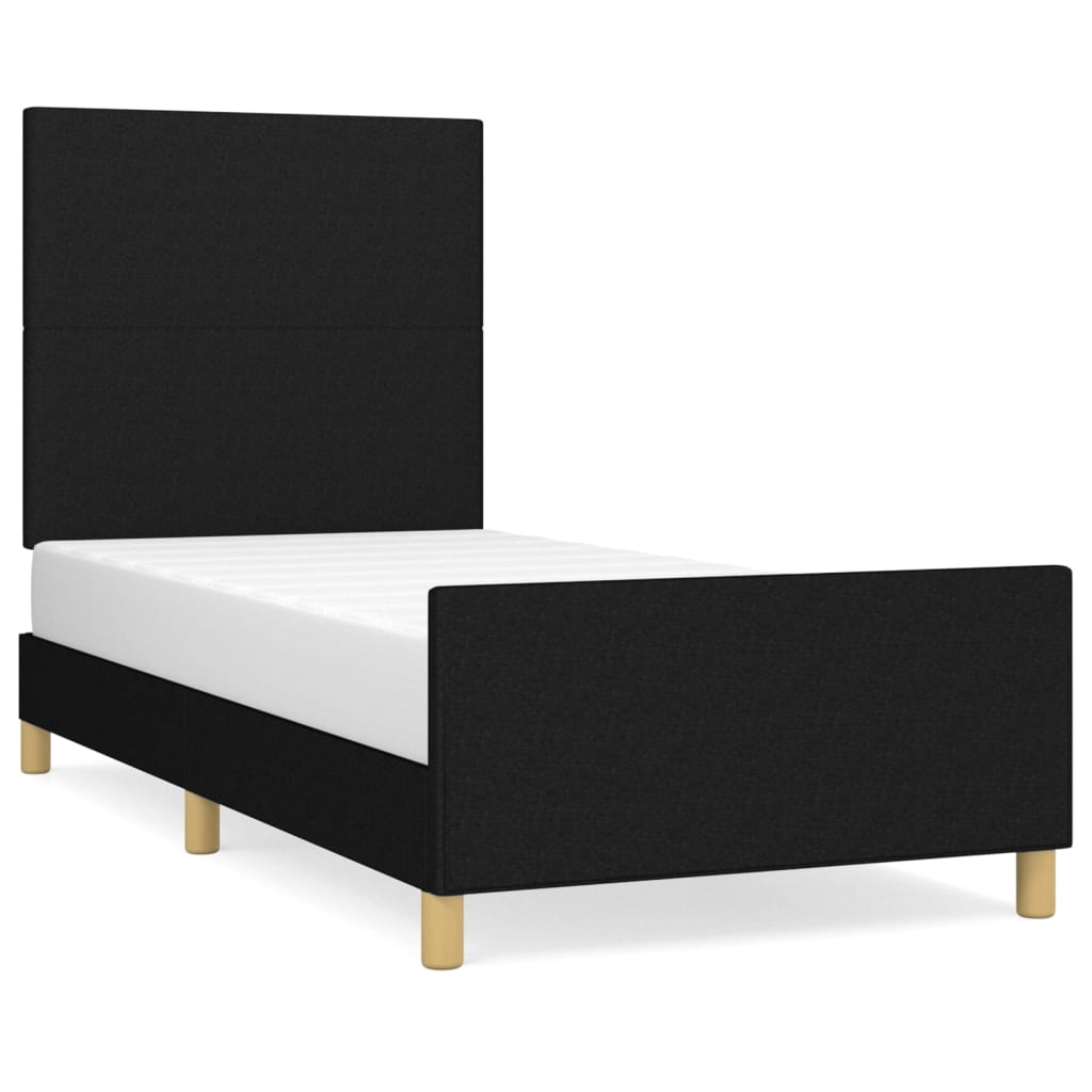 Bedframe met hoofdbord stof zwart 80x200 cm Bedden & bedframes | Creëer jouw Trendy Thuis | Gratis bezorgd & Retour | Trendy.nl