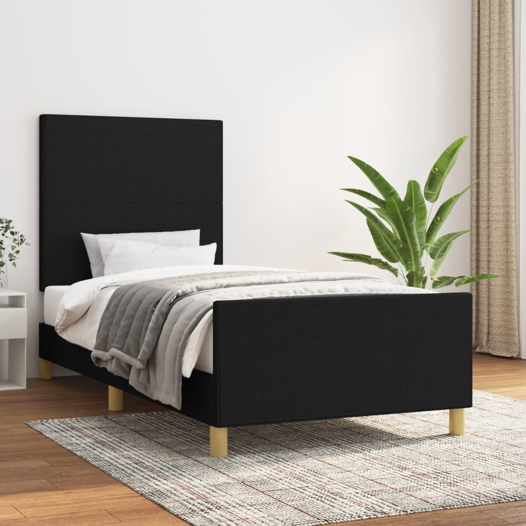 Bedframe met hoofdbord stof zwart 80x200 cm Bedden & bedframes | Creëer jouw Trendy Thuis | Gratis bezorgd & Retour | Trendy.nl