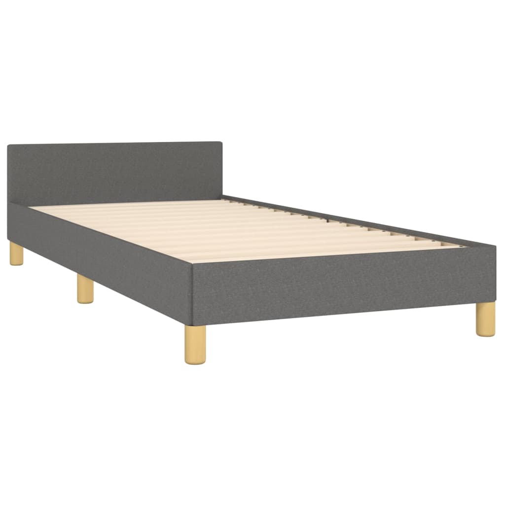 Bedframe met hoofdbord stof donkergrijs 90x190 cm Bedden & bedframes | Creëer jouw Trendy Thuis | Gratis bezorgd & Retour | Trendy.nl