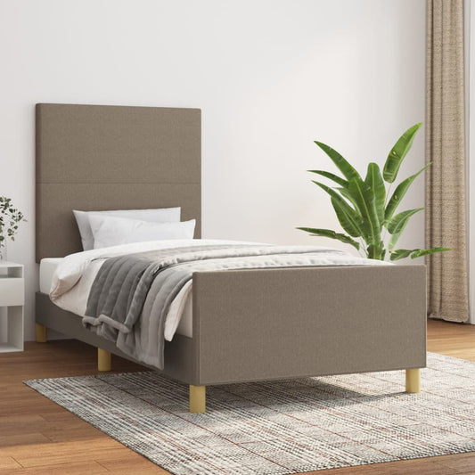 Bedframe met hoofdbord stof taupe 90x190 cm Bedden & bedframes | Creëer jouw Trendy Thuis | Gratis bezorgd & Retour | Trendy.nl